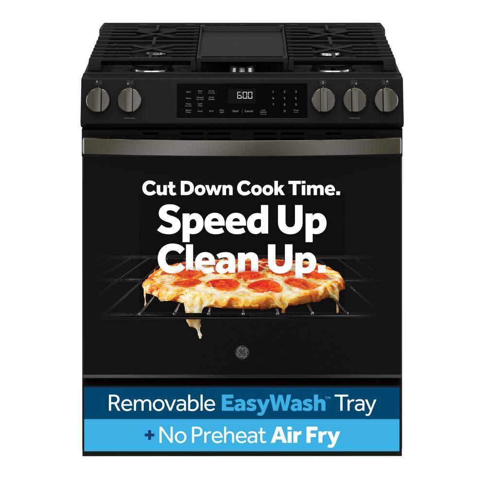 GE 30" Slide-In Front-Control Convection Gas Range with No Preheat Air Fry GGS600AVDS