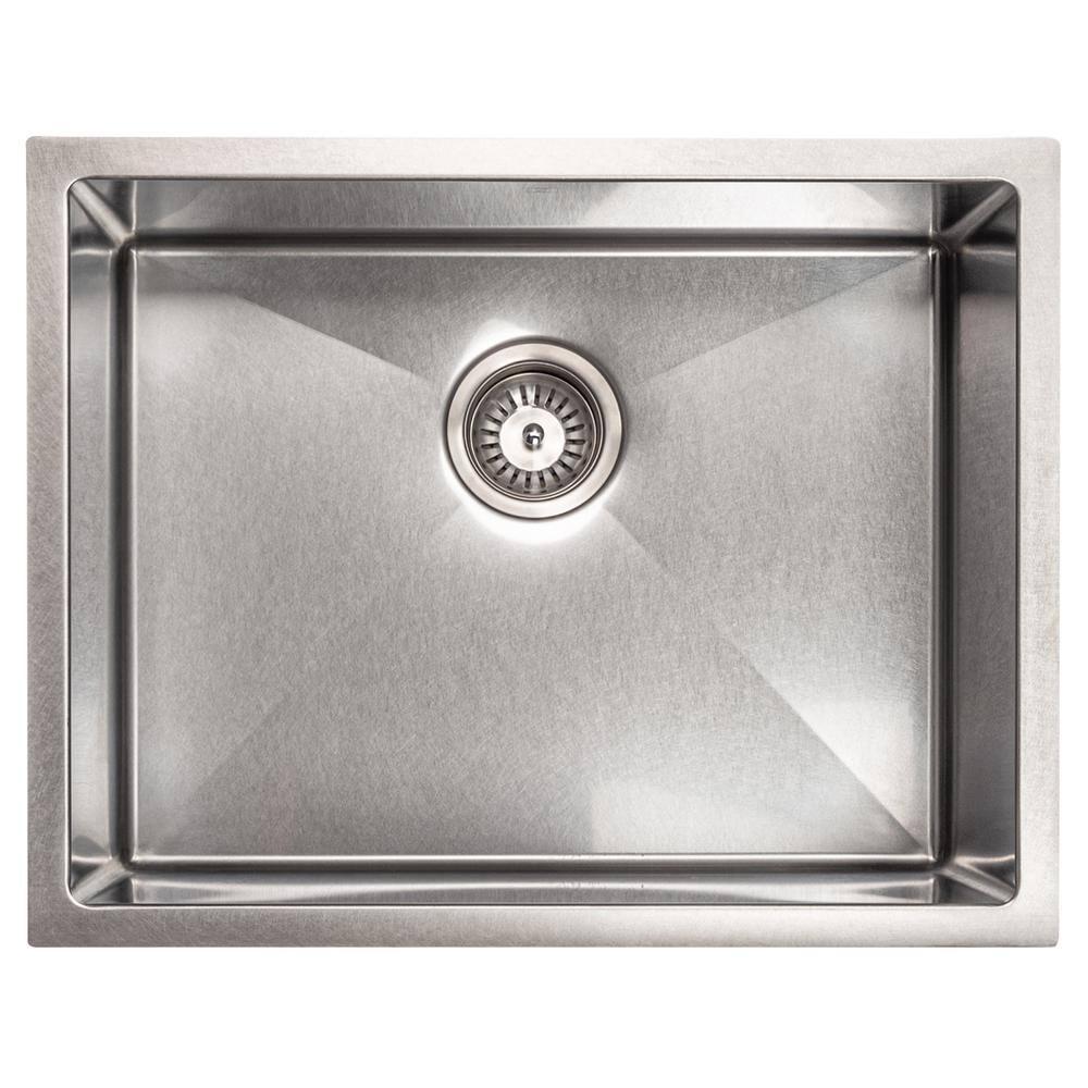 ZLINE 23 in. Meribel Undermount Single Bowl DuraSnow Stainless Steel Kitchen Sink W/ Bottom Grid (SRS-23S)