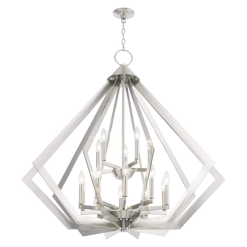Livex Lighting Prism 15 Light Foyer Chandelier in Brushed Nickel