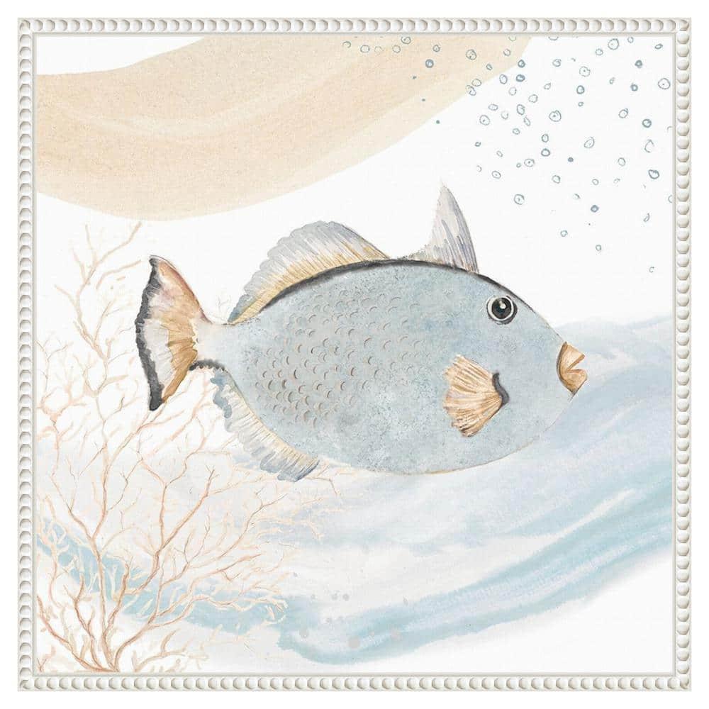 Amanti Art Ocean Oasis Waves Blue Fish by Patricia Pinto Canvas Wall Art Print Framed 22 x 22-in.