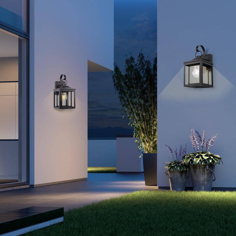 LamQee 1-Light 13"H Aluminum Outdoor Wall Lantern with Dusk to Dawn
