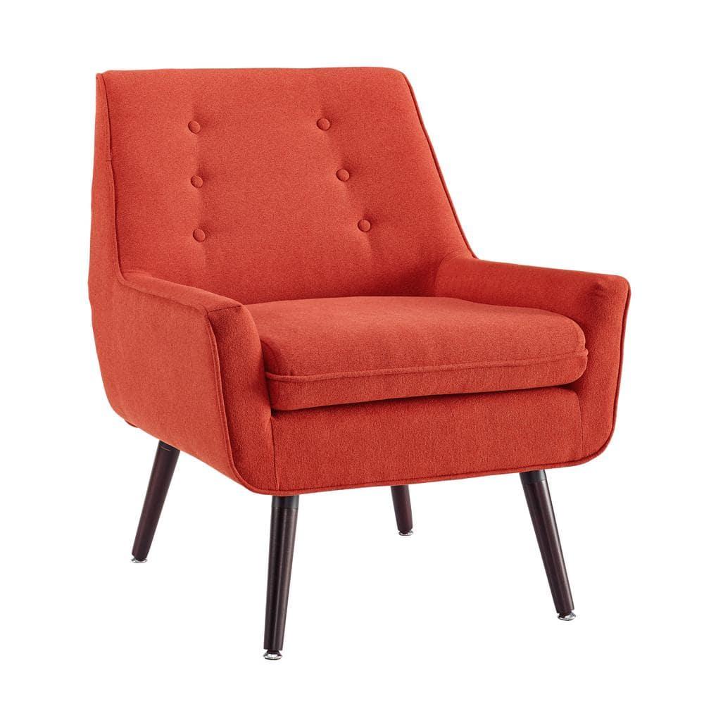 Trelis Mid-Century Modern Retro Style Accent Chair Red - Linon: Upholstered, Rubberwood Legs, Foam Cushion
