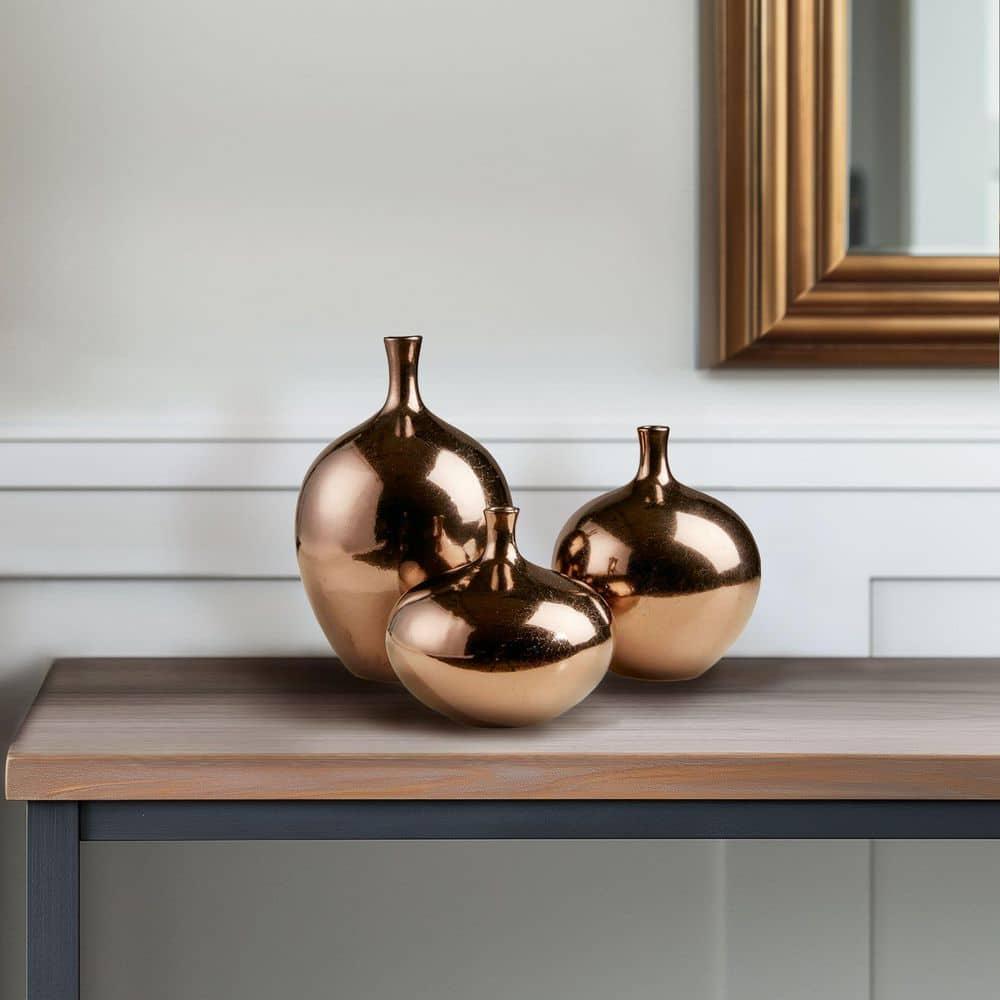 Ansen Mirrored Ceramic Decorative Vases 3-piece set