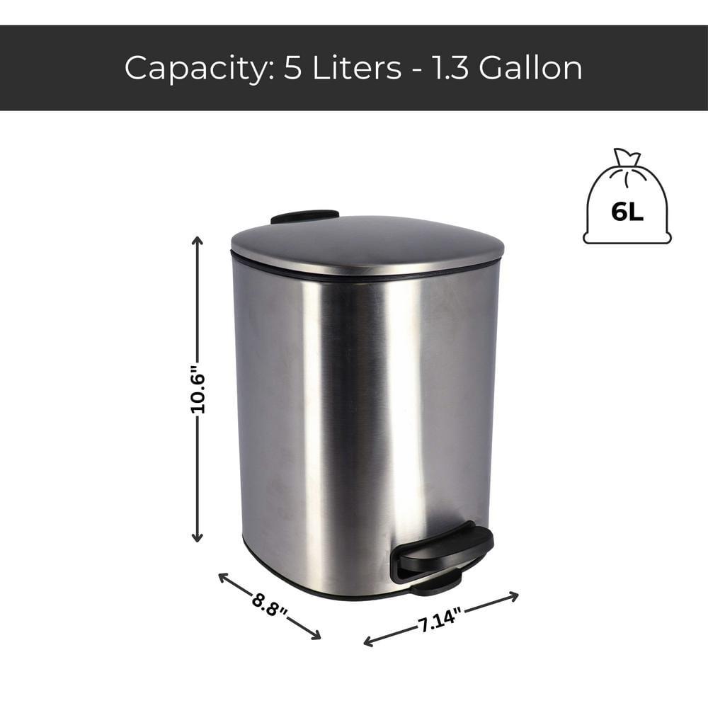 Evideco Mel Metal Step On Trash Can - 1.3 Gallons