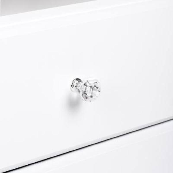 Astrid 2 Drawer Nightstand with Crystal Knobs White - Prepac: Modern Style, Open Shelf Storage