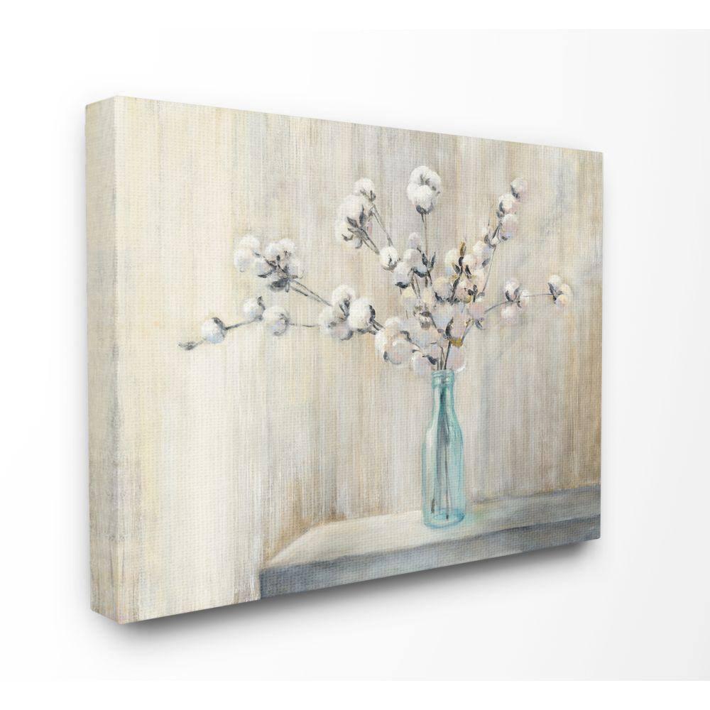 Stupell Industries Beautiful Cotton Flower Grey Brown Painting Canvas Wall Art by Julia Purinton