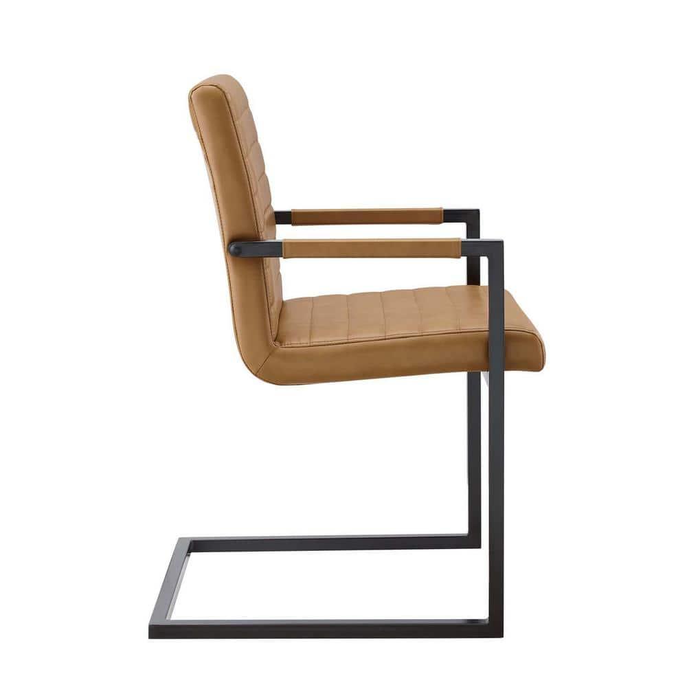 Modway Savoy 16.5" Faux Leather & Metal Dining Chairs in Tan/Black (Set of 2)