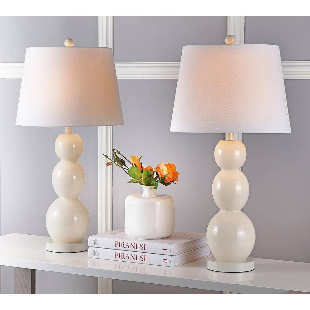 Jayne 3 Sphere Table Lamp (Set of 2) - 26.5 Inch Height - LIT4089 - Light Grey - Safavieh