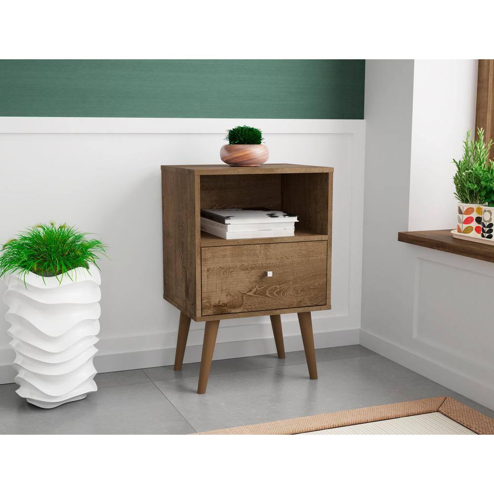 Liberty 1.0 Mid Century Modern Nightstand Brown - Manhattan Comfort