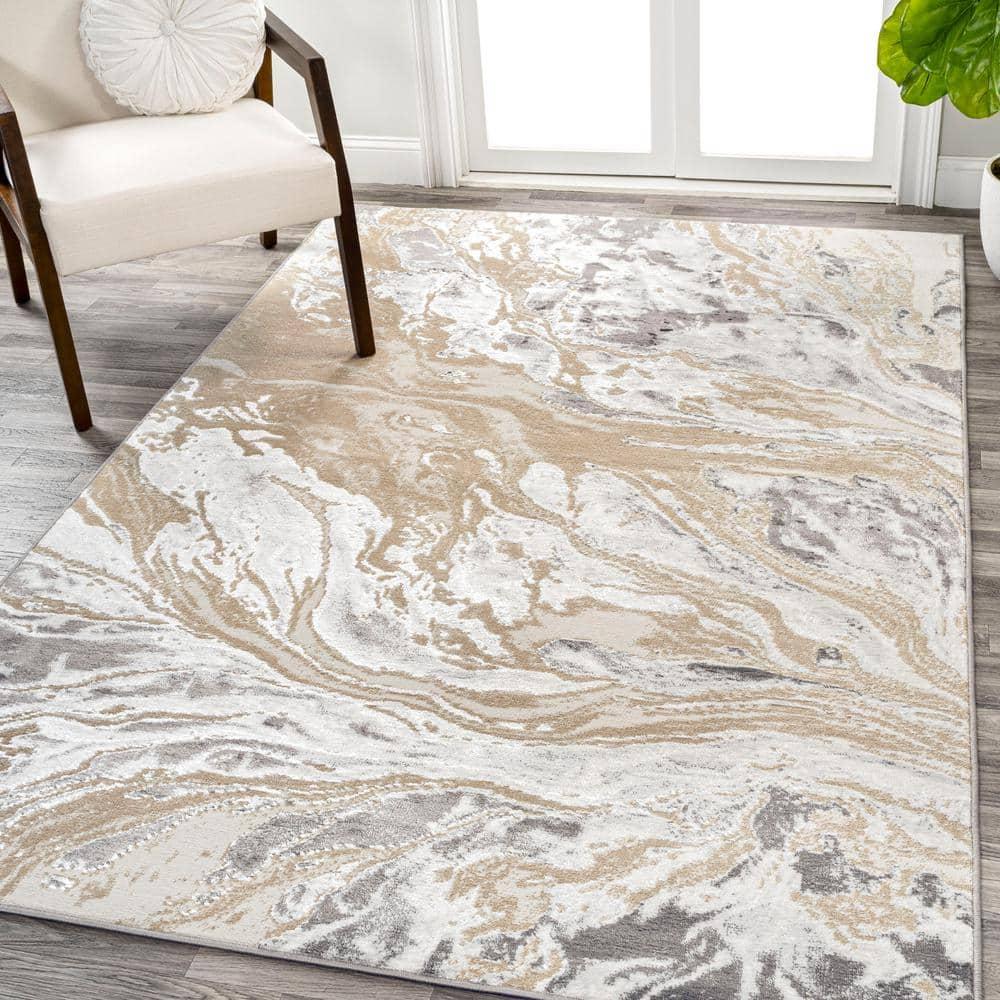 JONATHAN Y Swirl Marbled Abstract Beige/Ivory 5 ft. x 8 ft. Area Rug