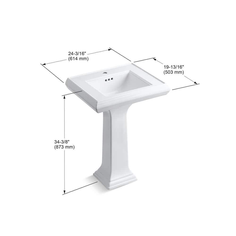 Memoirs® 26.375" Tall Rectangular Pedestal Bathroom Sink with Overflow