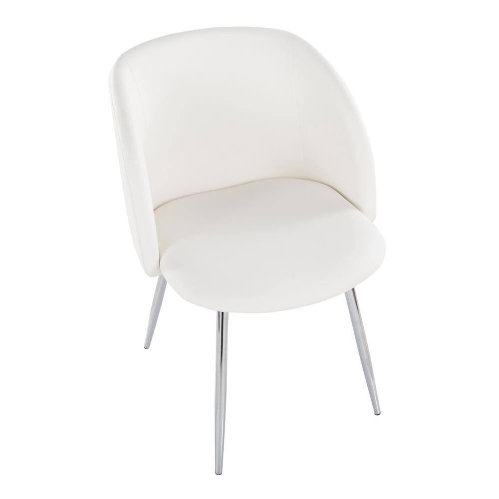 Set of 2 Fran Dining Chairs Chrome/White - LumiSource: Faux Leather Upholstered, Metal Legs, Modern Design