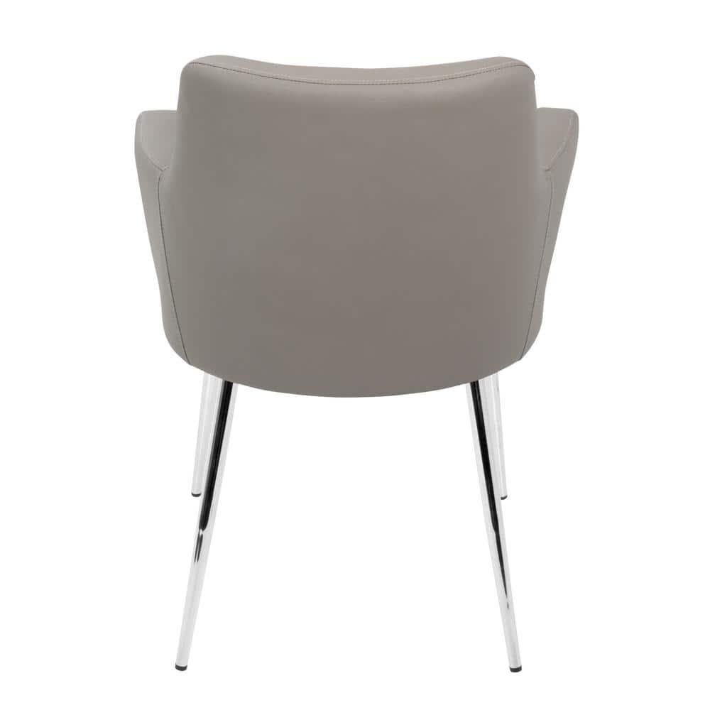 LumiSource Grey, Chrome Andrew Chair - Set of 2