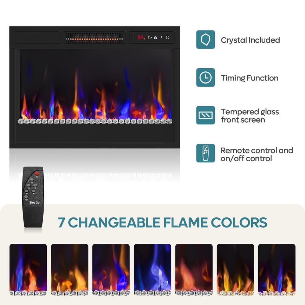 Bestier Electric Fireplace TV Stand for 75" TV Farmhouse LED Entertainment Center Console Table for Living Room in Black