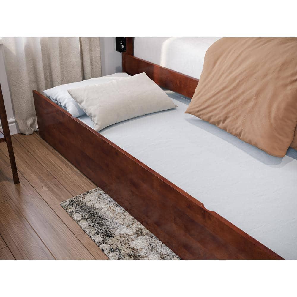 AFI Canyon Walnut Solid Wood Platform Bed with Matching Footboard & Twin Trundle, Full
