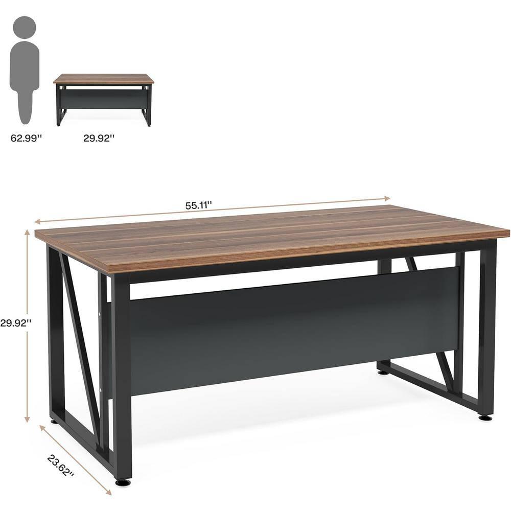 Tribesigns 55 inches Simple Computer Desk, Home Office Desk Writing Table for Workstation, Brown and Black