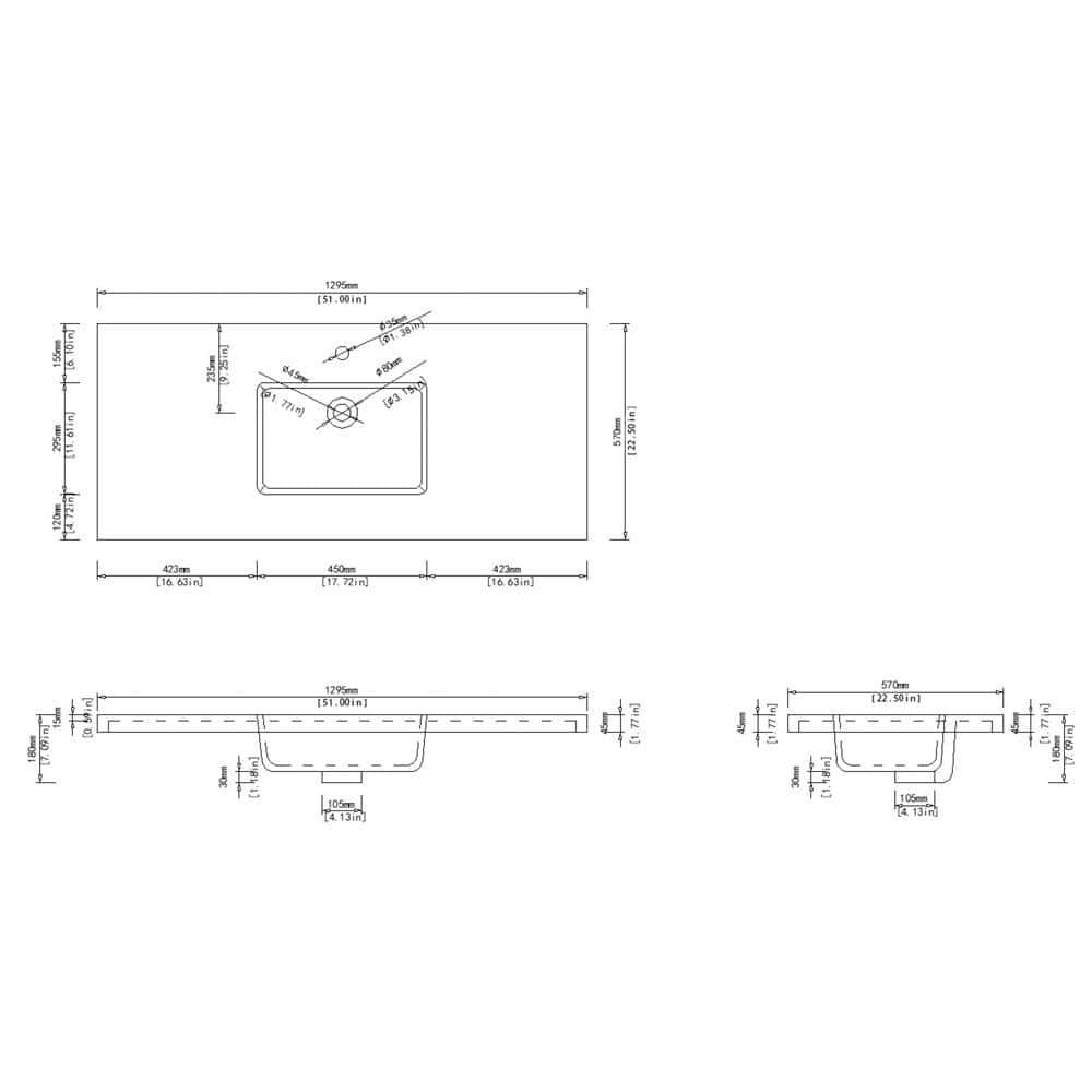 Dyconn Faucet 51'' Single Bathroom Vanity Top with Sink