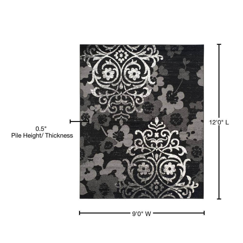 Adirondack ADR114 Machine Made Indoor Area Rug - Black/Silver - 9'x12' - Safavieh