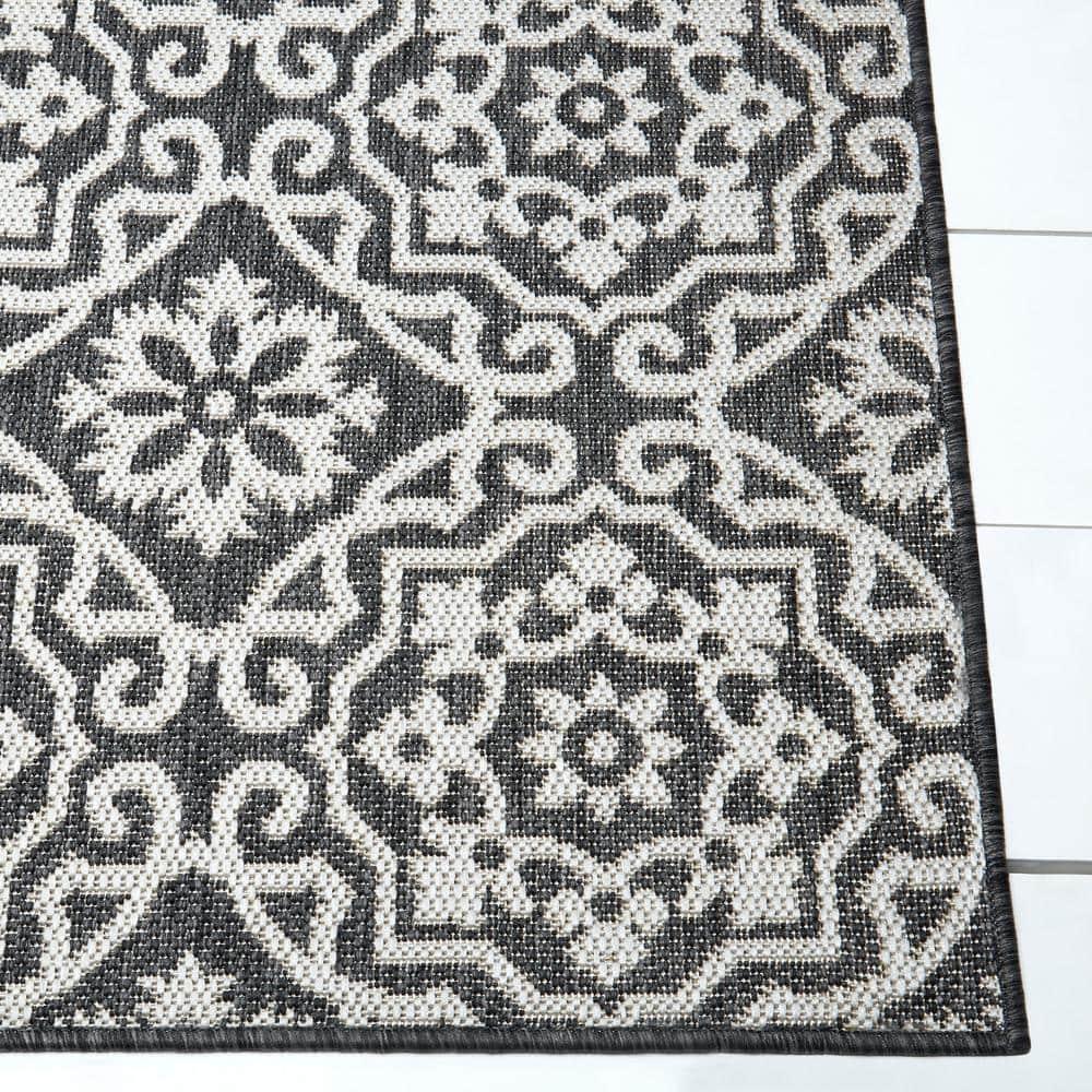 Nicole Miller New York Patio Country Danica Geometric Indoor/Outdoor Area Rug, Black/Grey