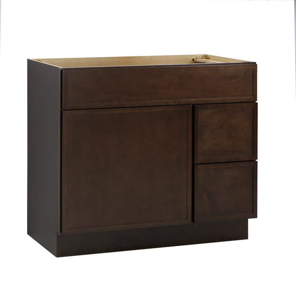 36" W Birch Plywood Freestanding Single Base 2 Drawers Storage Cabinet with Soft Close Door