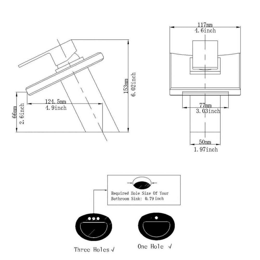 Matte Black Bathroom Faucet with Glass Waterfall Design, Single Handle for Sink, Modern Vanity Faucets with Supply Lines, Lavatory Basin Bath Mixer Tap, Deck Mounted