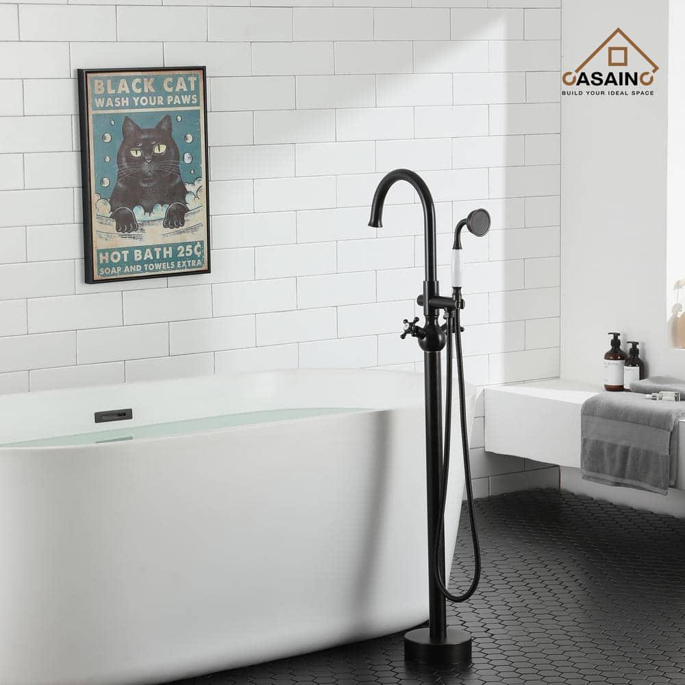 CASAINC Freestanding 2 Handles High Flow Bathtub Faucet with Hand Shower