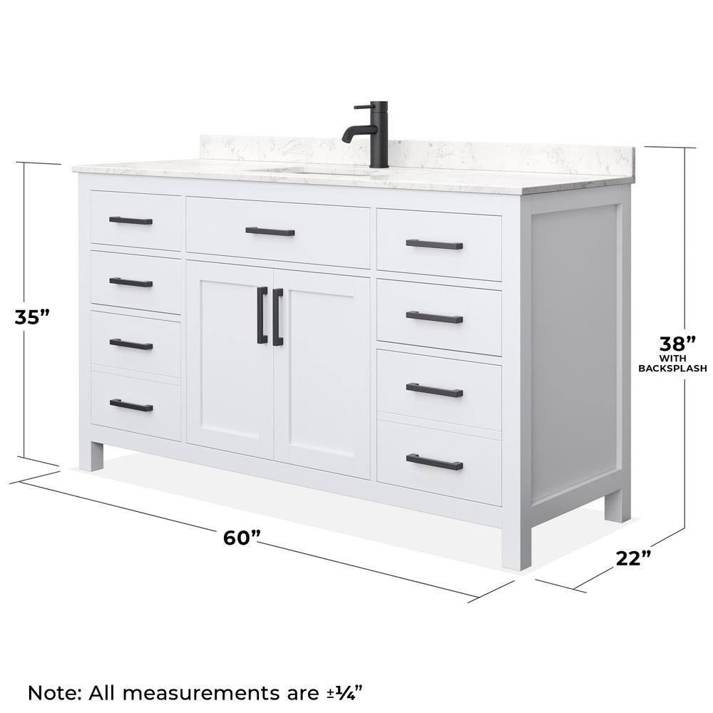 Beckett 60" Freestanding Single Bathroom Vanity with Cultured Marble Top