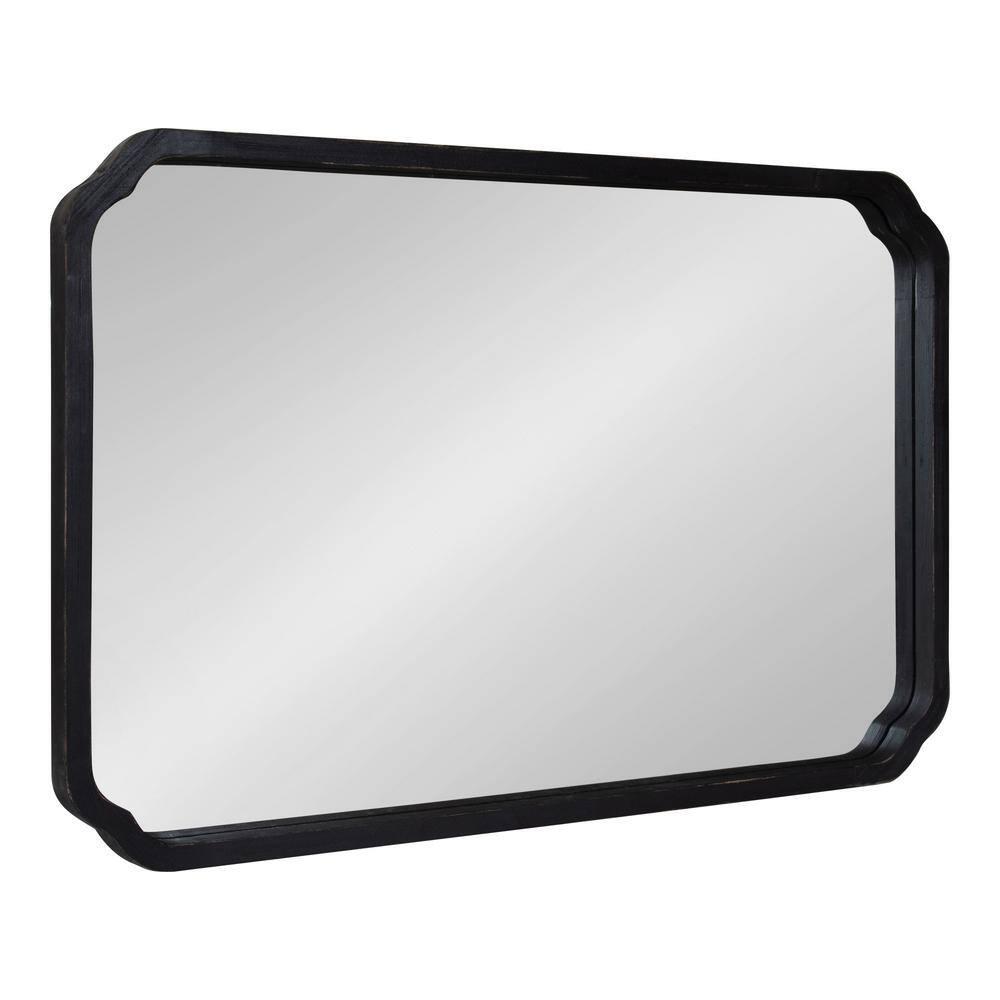 Kate & Laurel All Things Decor 24"x36" Marston Farmhouse Rectangle Wall Mirror Black: Modern Wood Frame, No Assembly Required