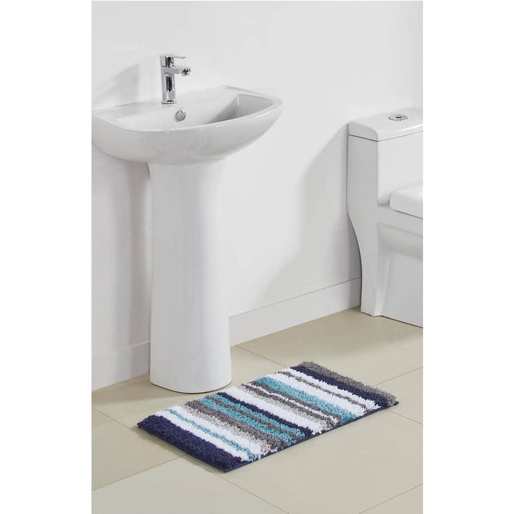Better Trends Griffie 100% Polyester 4 Piece Set Bath Mat Rug Set - Blue & Gray
