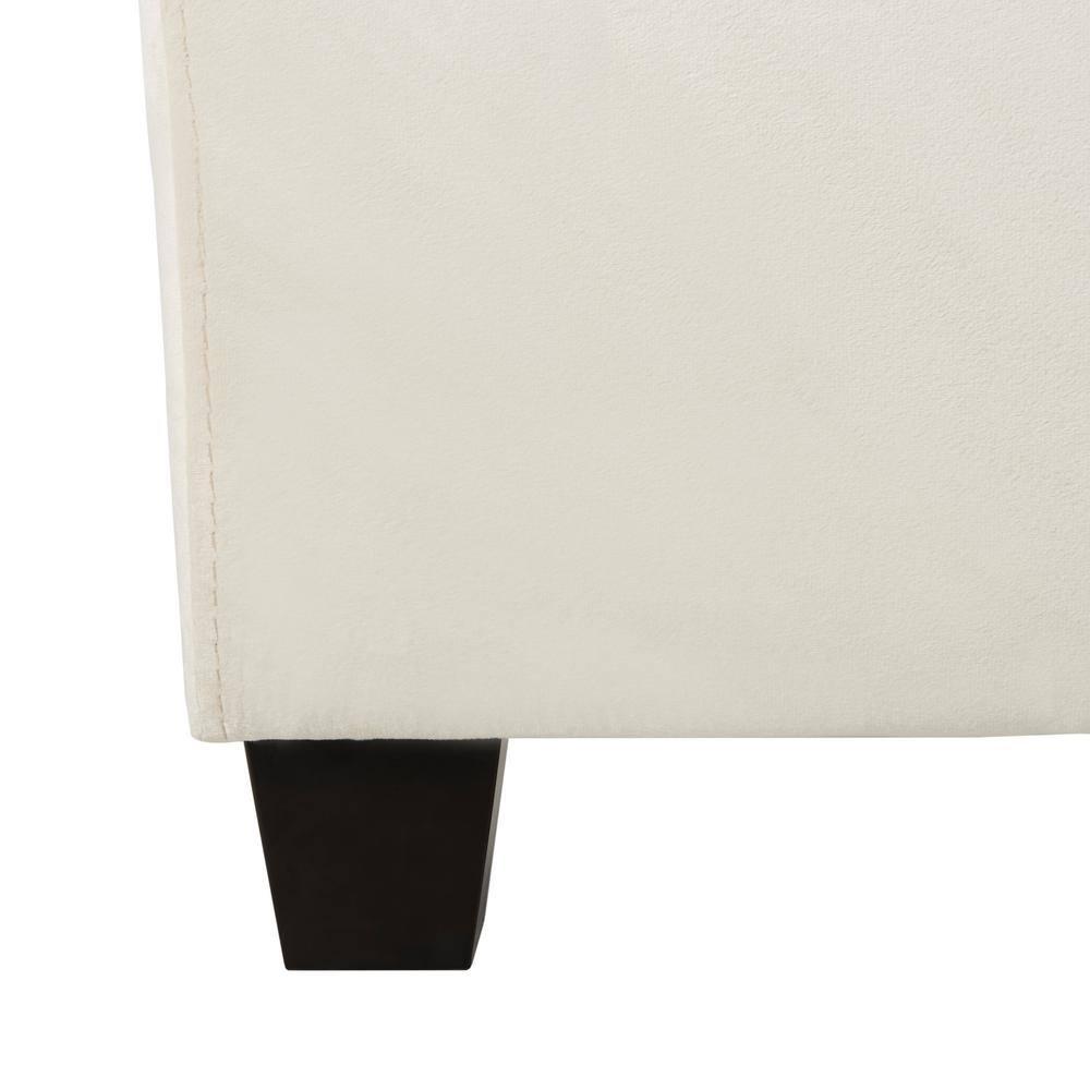 SAFAVIEH Solania Glam Upholstered Bed Frame with Nail Head, Queen, Cream