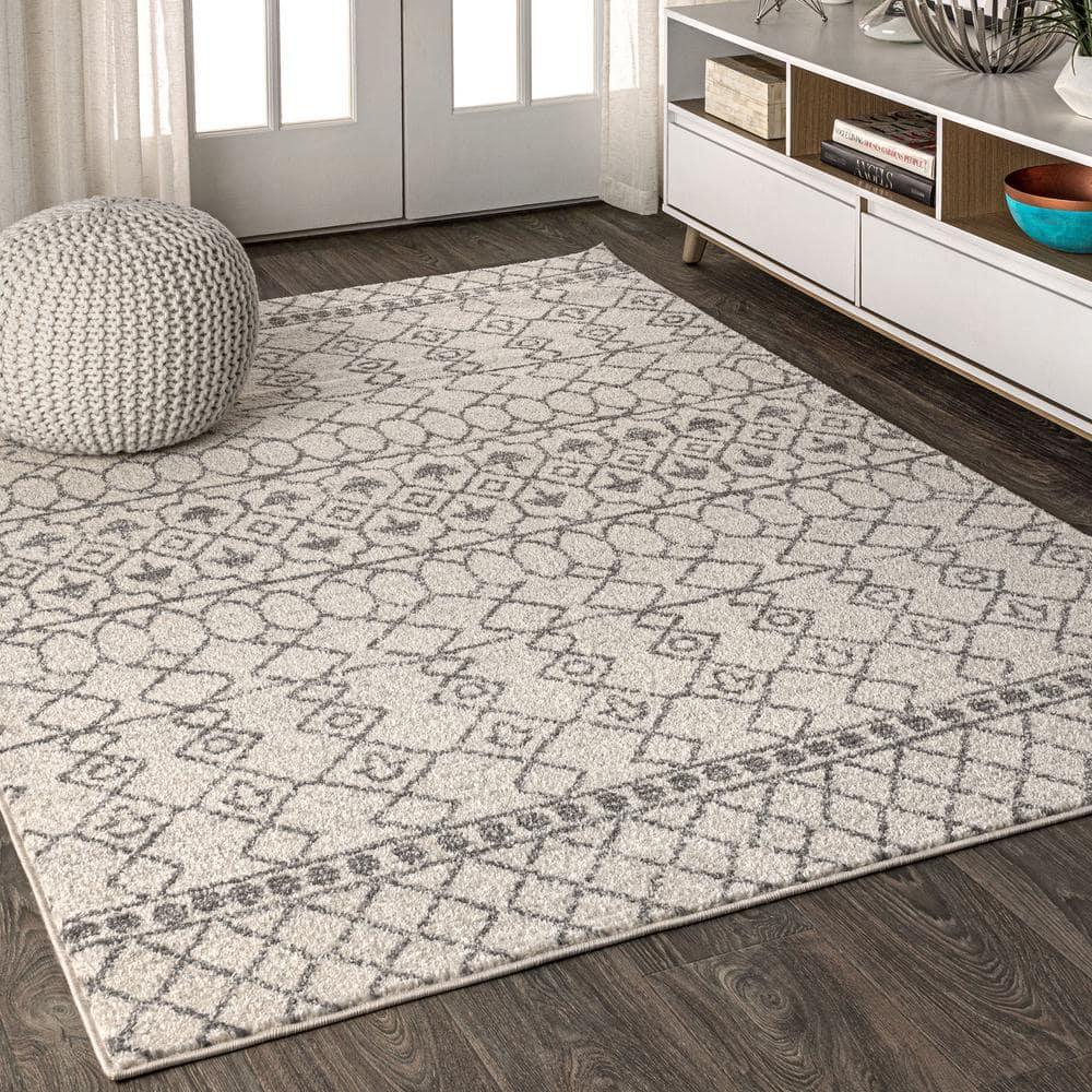 5'x8' Izil Moroccan Beni Souk Area Rug, Cream/Gray - JONATHAN Y