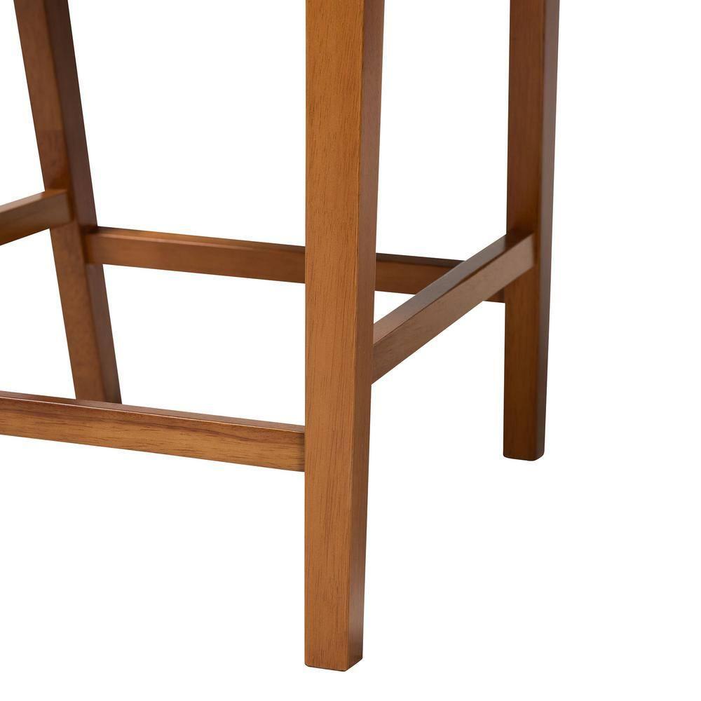 Set of 2 Olivia Wood Faux Leather Pub Counter Height Barstools: Mid-Century Scandinavian Style - Baxton Studio