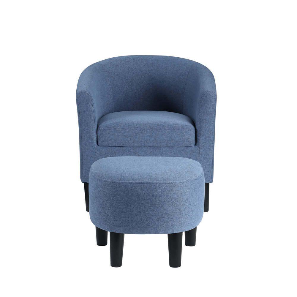 Convenience Concepts Take-a-Seat Churchill Accent Chair with Ottoman, Blue Fabric
