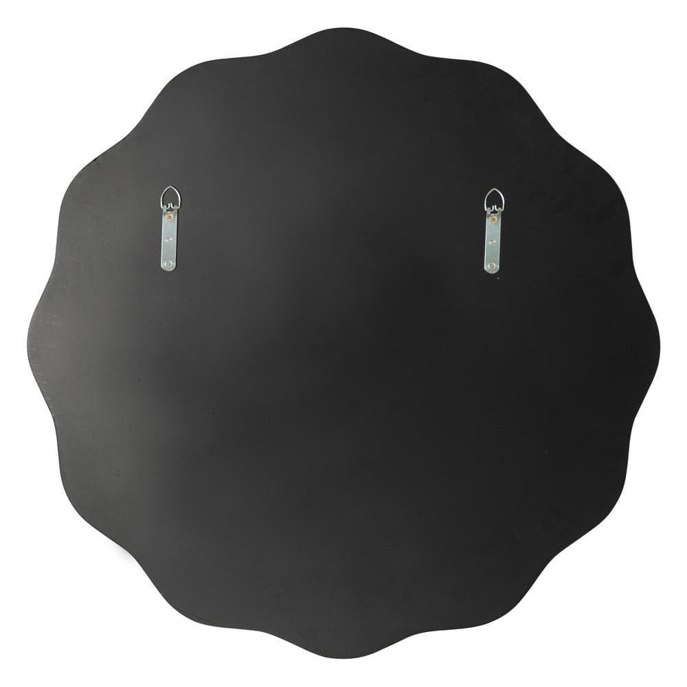 Kate & Laurel All Things Decor 26"x26" Viona Round Scalloped Mirror Gold: Modern Style, No Assembly, Wall Mounted