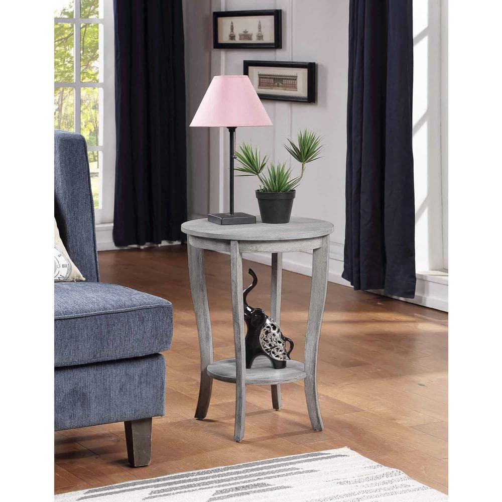 Convenience Concepts American Heritage Modern Round MDF Coffee Table, Wirebrush Light Gray