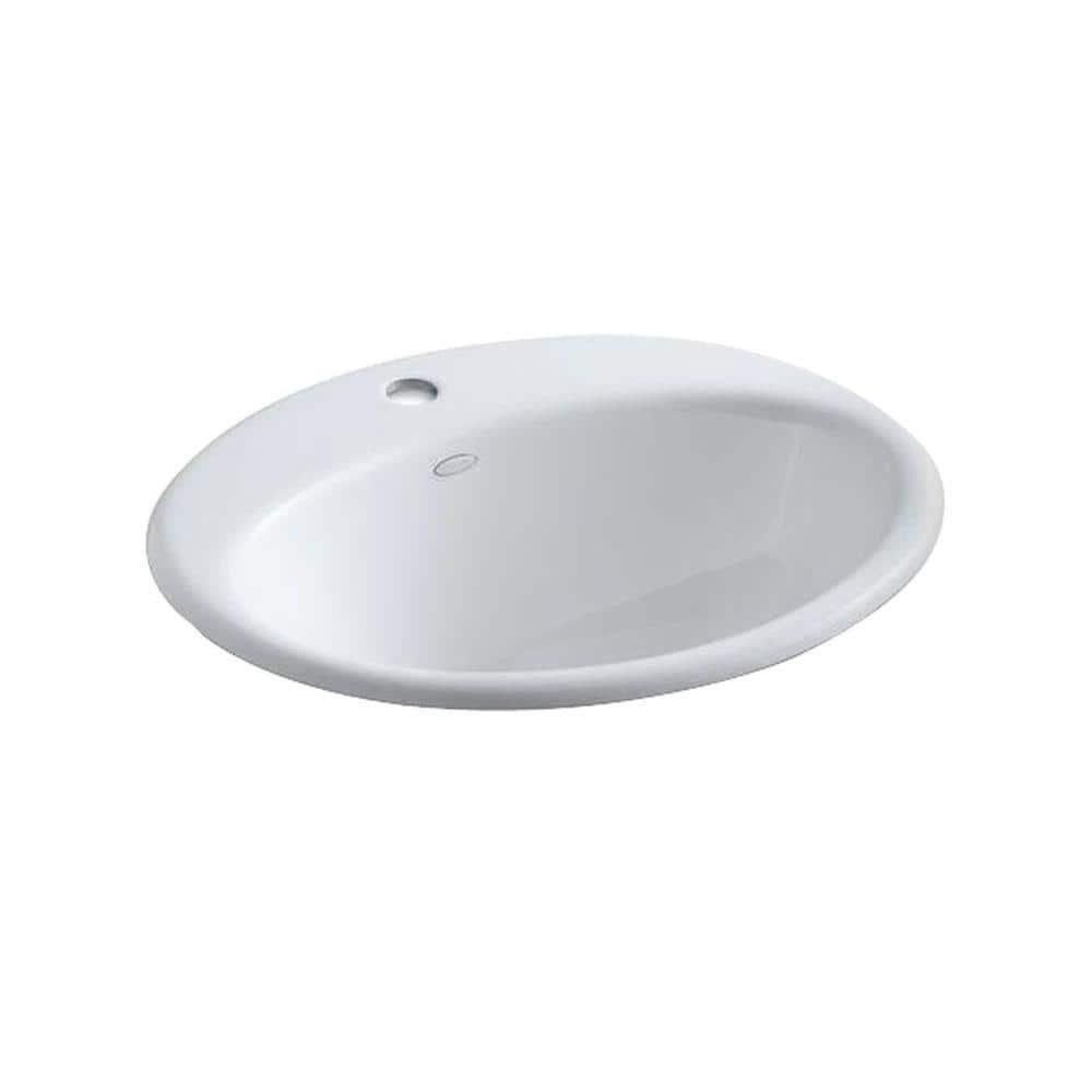 Farmington Metal Oval Drop-In Bathroom Sink with Overflow