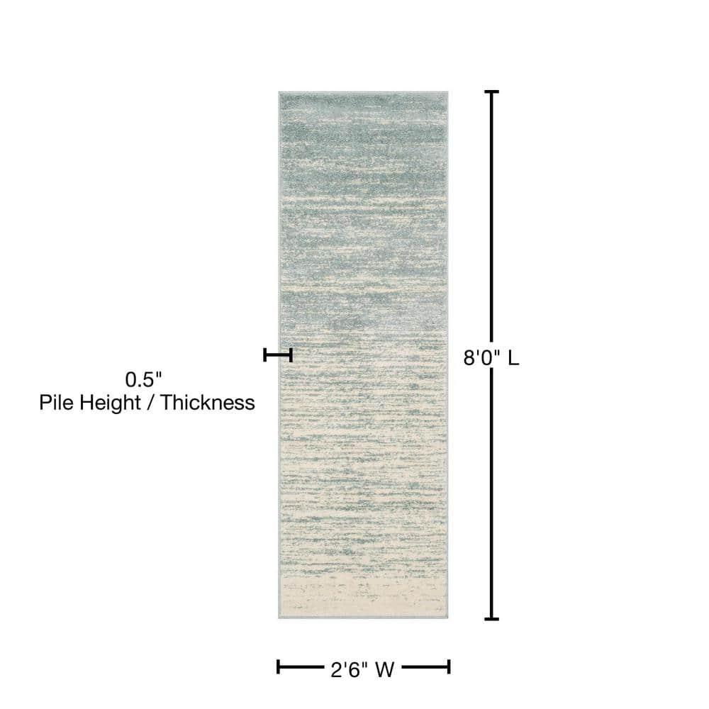 Adirondack ADR113 Machine Made Indoor Runner - Slate/Cream - 2'-6"x8' - Safavieh