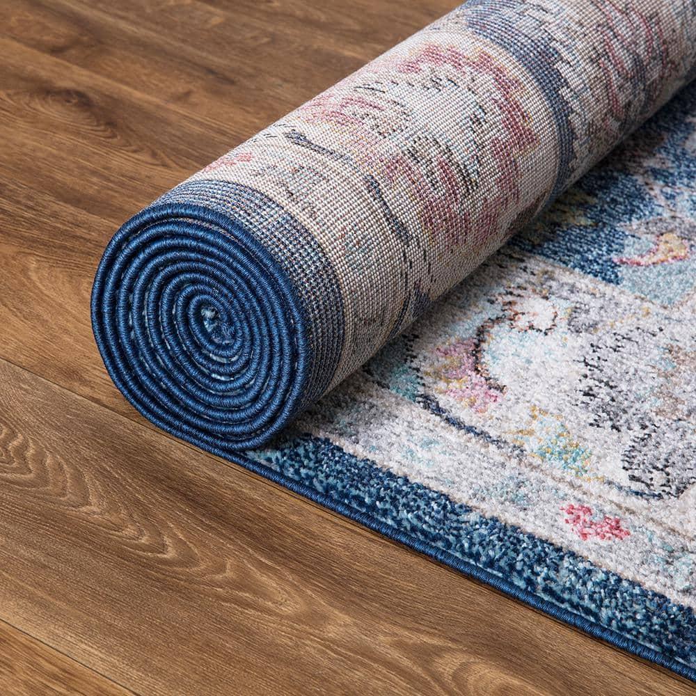 Concord Global Trading 72342 2 x 7 ft. Vintage Istanbul Border Runner Rug, Navy