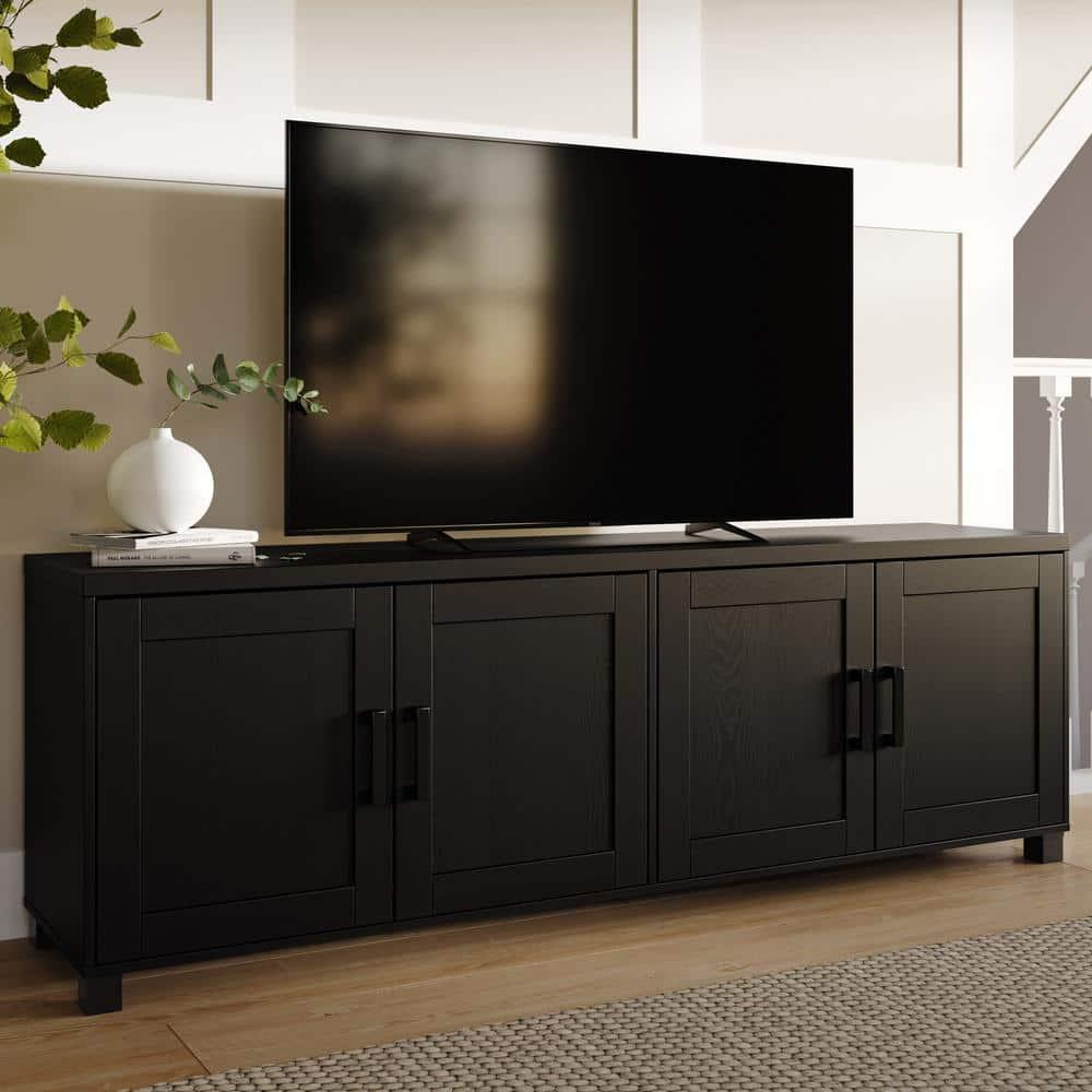 CorLiving Virlomi Contemporary Dark Gray TV Stand with Storage for Most TVs up to 85 Inch - Living Room Entertainment Center with Storage, Stylish TV Stand for Living Room, Modern TV Stands