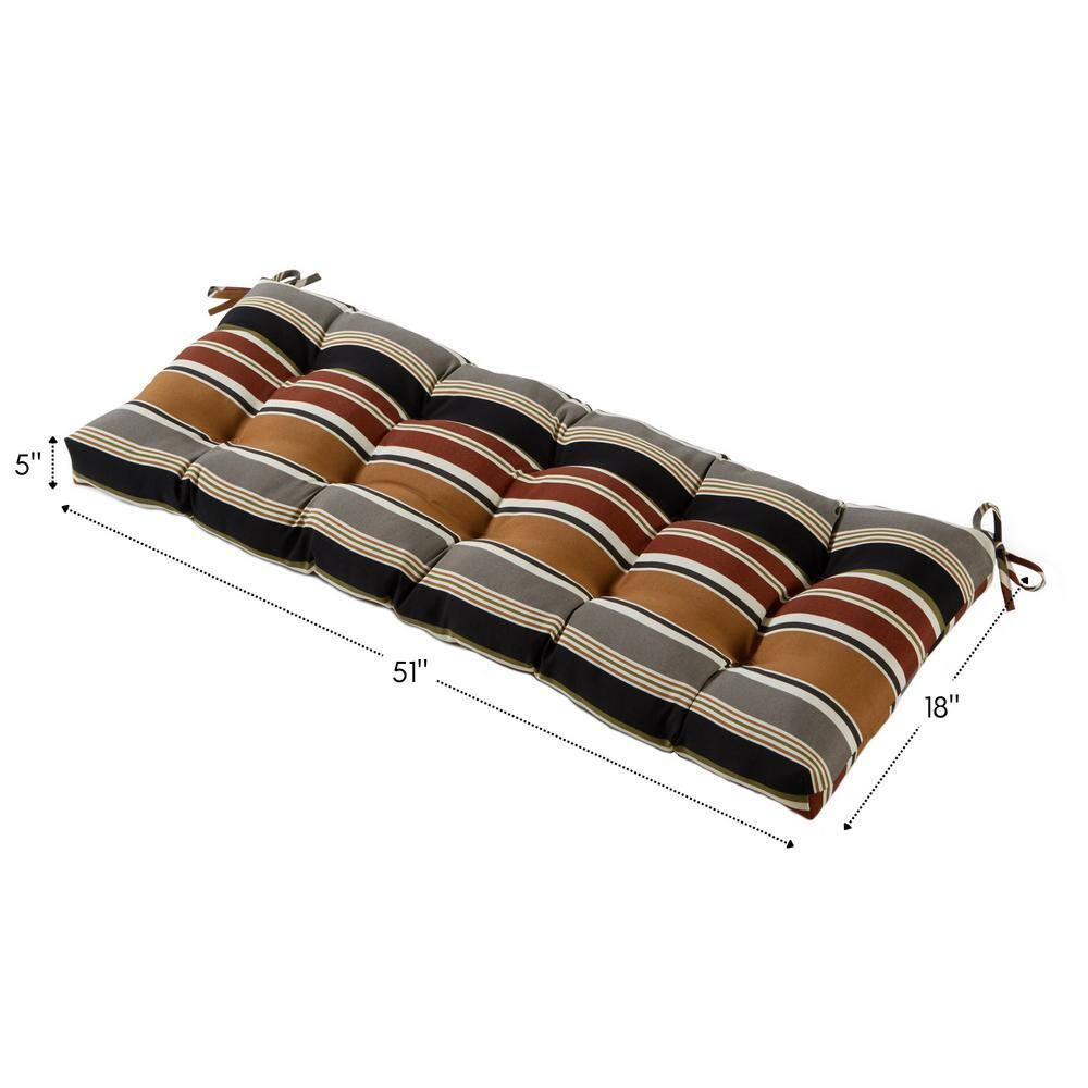 Greendale Home Fashions Brick Stripe 51 x 18 in. Outdoor Reversible Tufted Bench Cushion