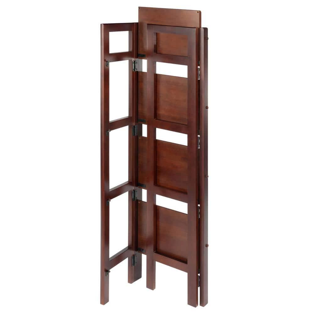 51.34" Terry Folding Bookcase Walnut - Winsome: Beech Wood, 4 Shelves, Space Saver