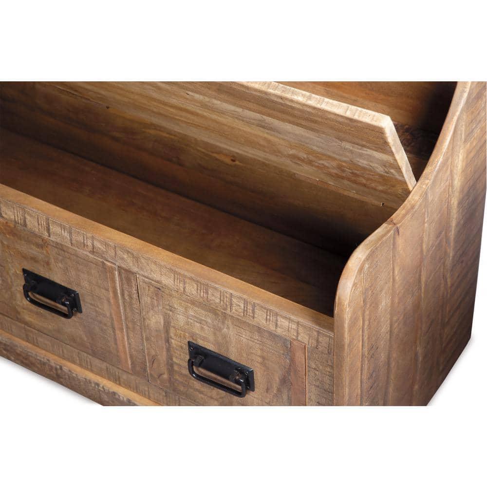Garrettville Storage Bench Brown - Signature Design by Ashley: Solid Wood, Entryway, Ottoman, End-of-Bed