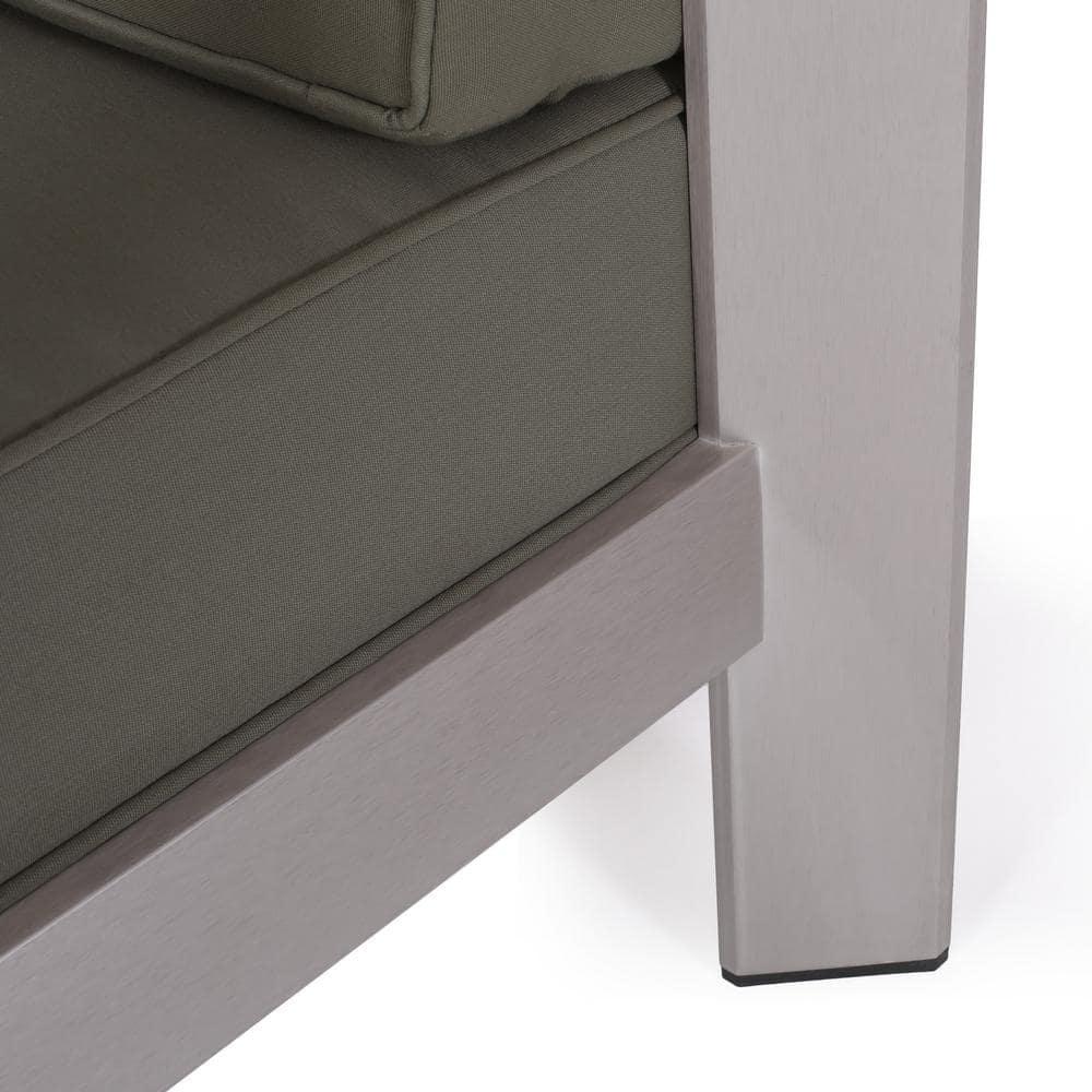 Darius Outdoor Aluminum Club Chairs, Set of 2, Sliver, Gray