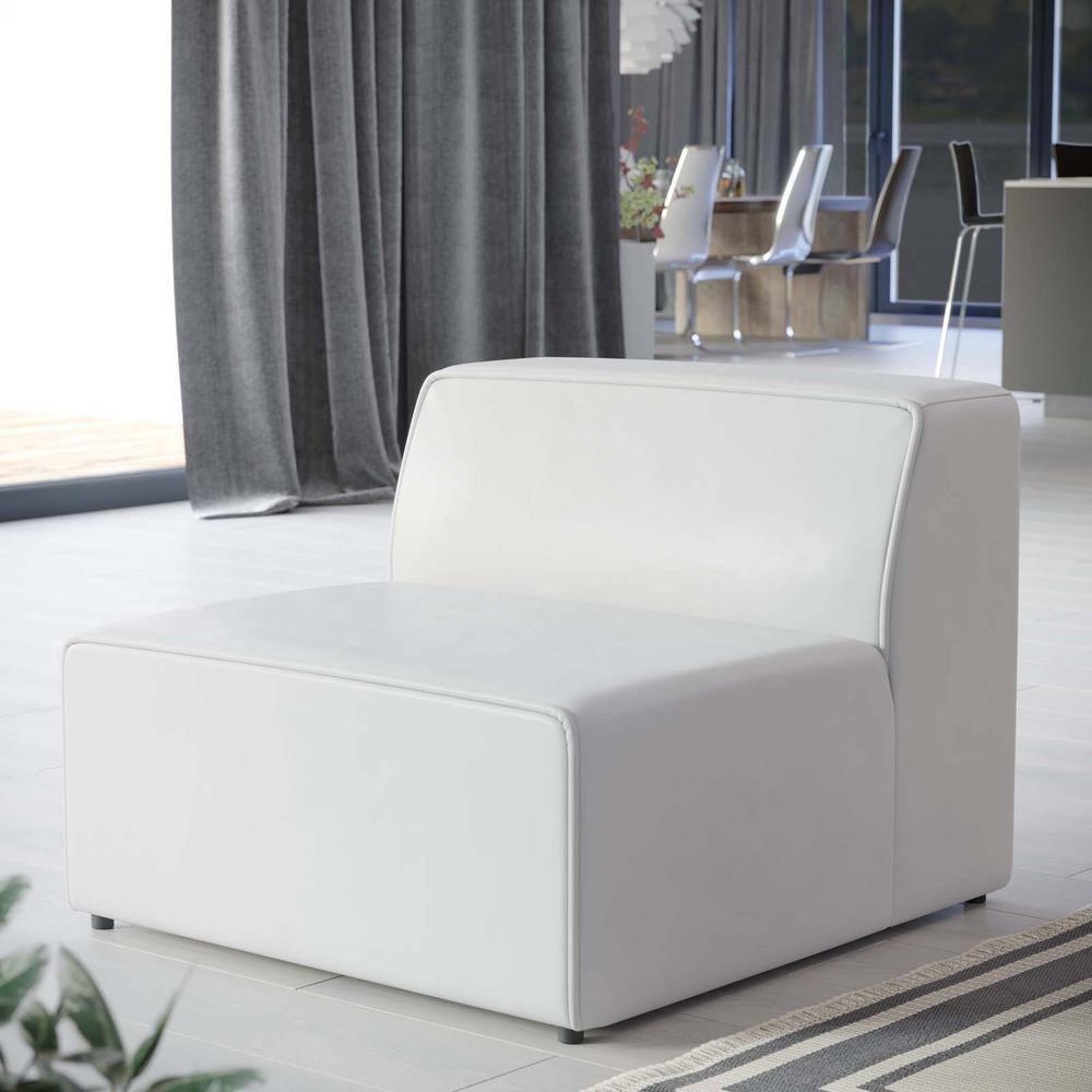 Modway Mingle Vegan Leather Armless Chair in White