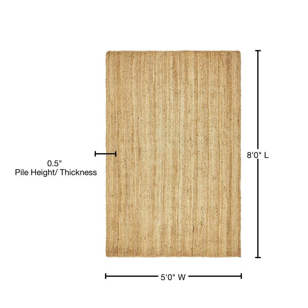 Unique Loom Braided Jute Collection Area Rug - Dhaka (5' 1" x 8' Rectangle Natural)