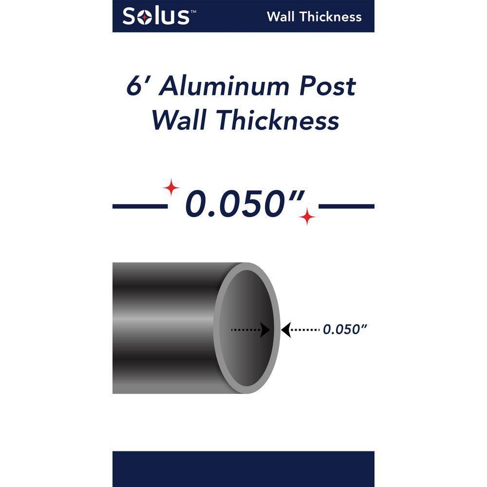 Solus 6-Foot Surface Mount Outdoor Lamp Post – Aluminum Light Pole with Standard Base Cover & Decorative Cross Arm – Black, Bronze, or White – Fits 3" Fixtures – Made in USA (Black)