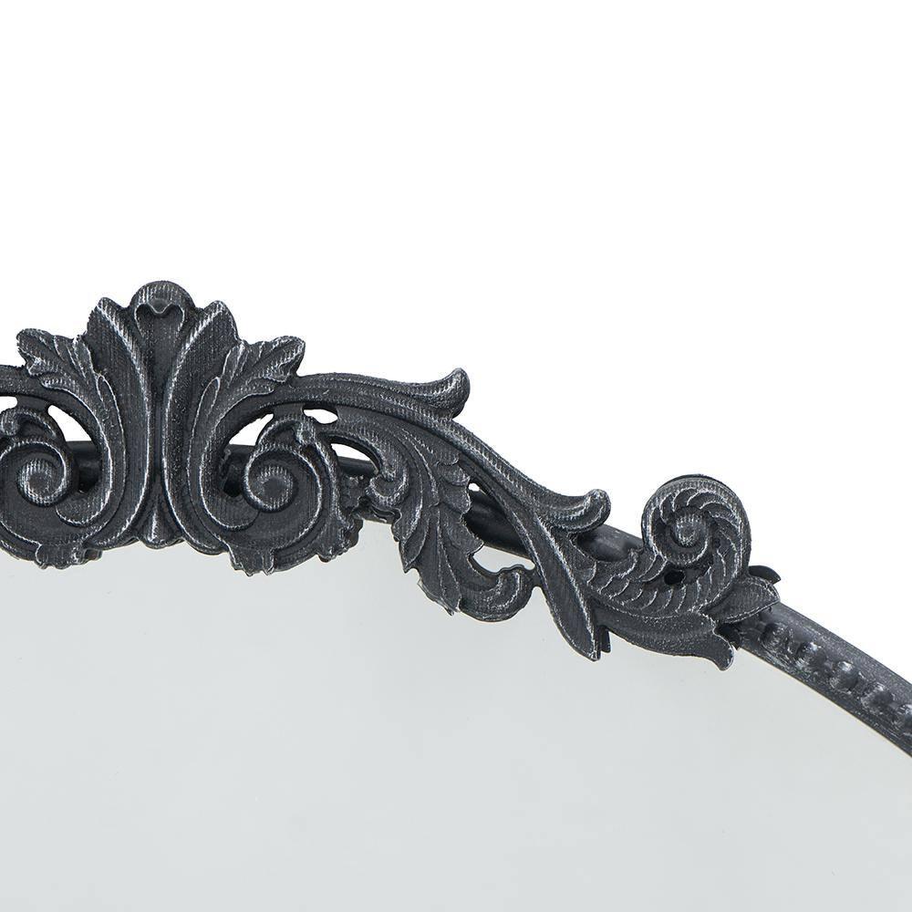 Gzxs Round Mirror, 30" Baroque Style Circle Mirror Vintage Black Wood Frame Wall Mirrors for Vanity, Bathroom or Bedroom