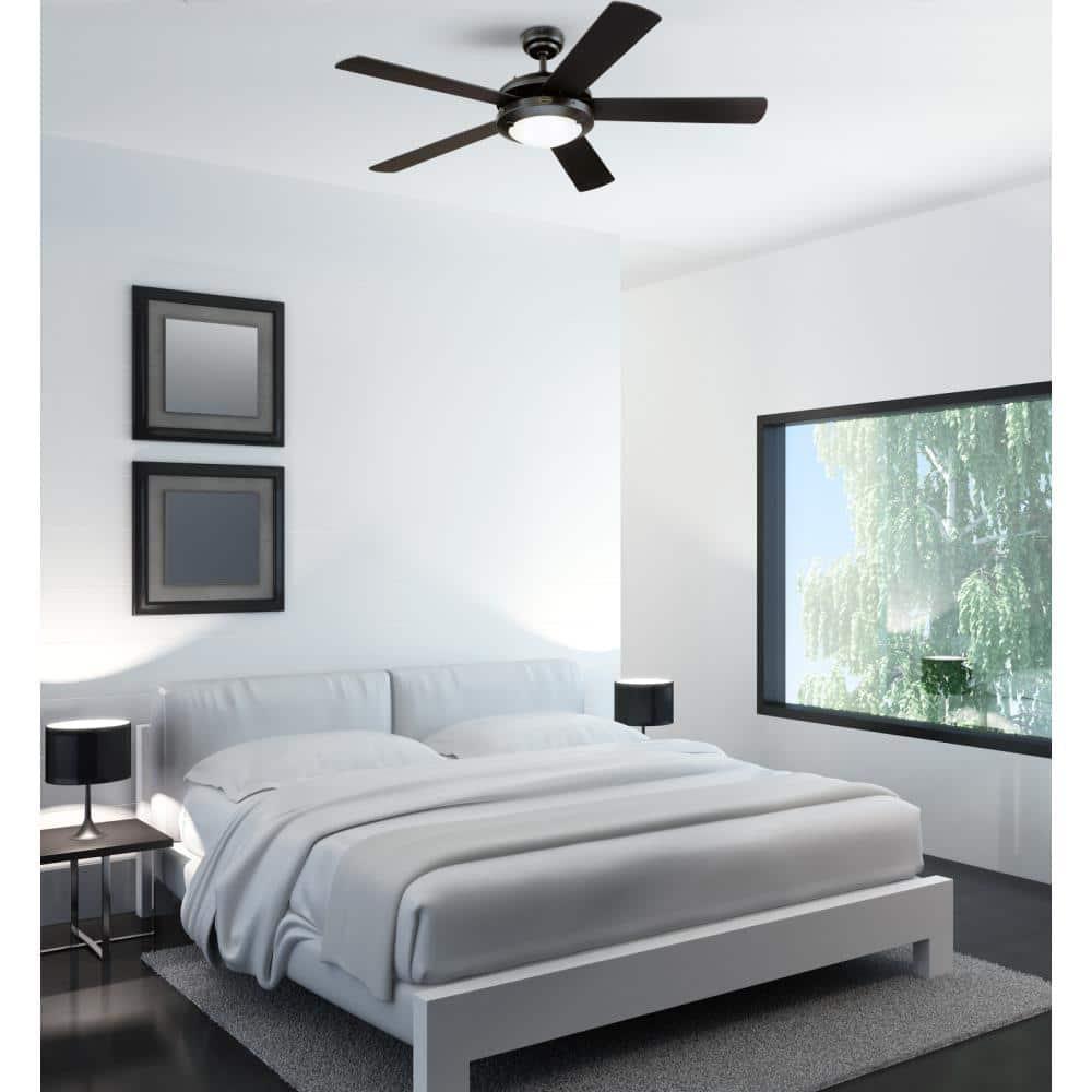 Matte Black 52-Inch Ceiling Fan with LED Light