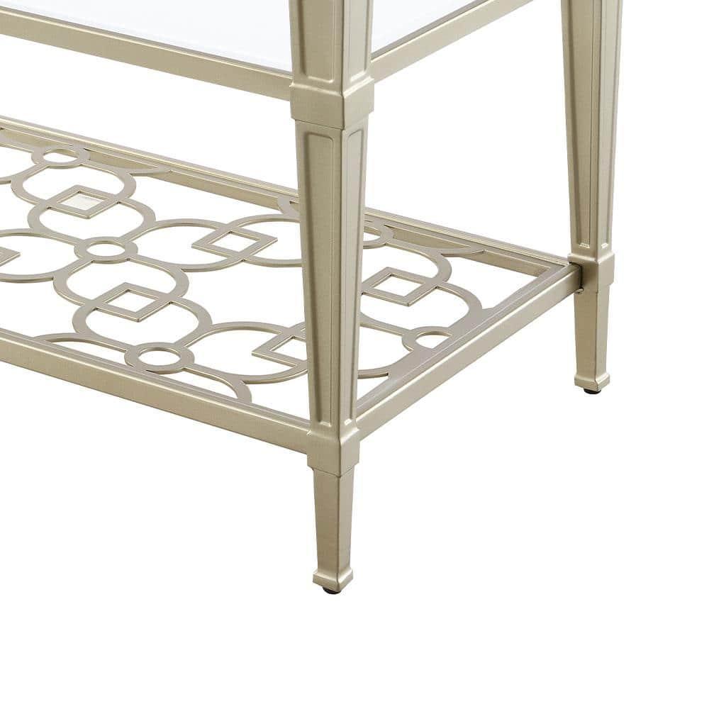 ACME Zaba Metal and Tempered Glass Rectangular End Table in Silver and Clear