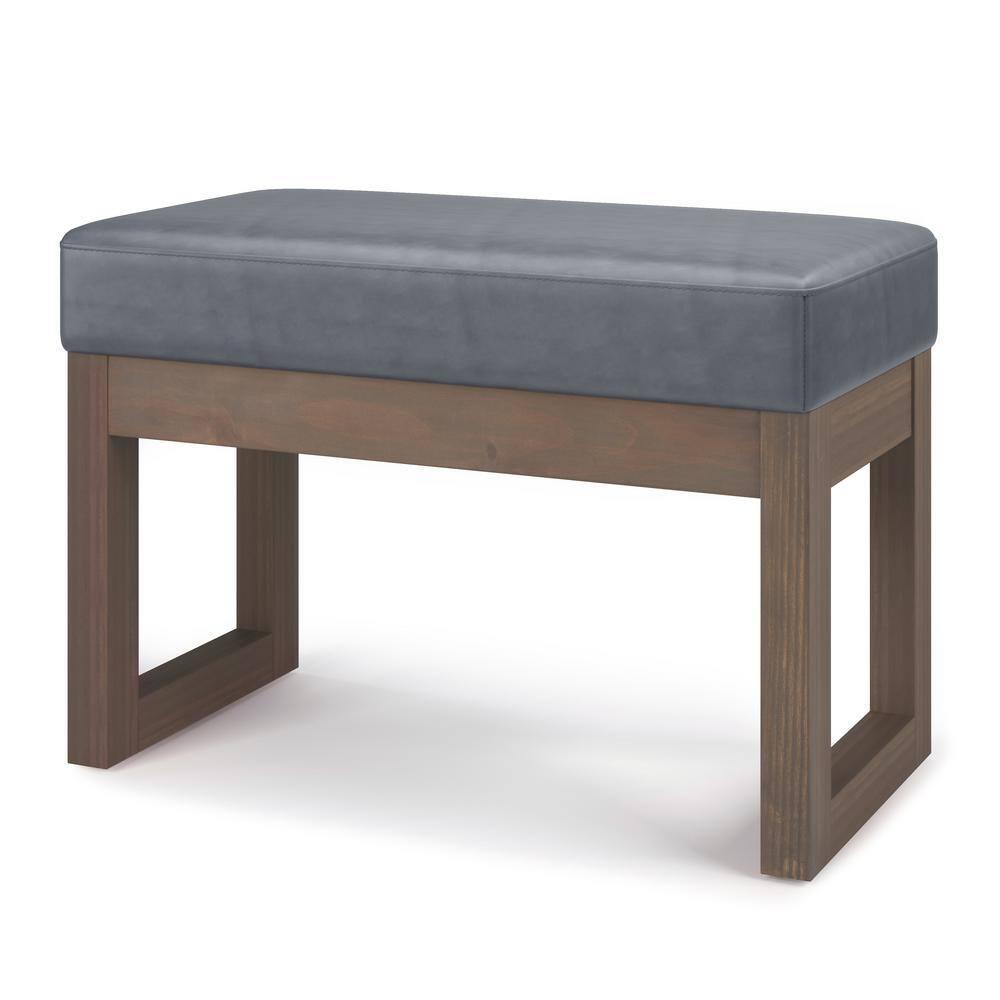 Simpli Home Milltown Ottoman Bench with Upholstered Seat and Solid Wood Frame